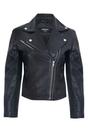 Black Womens Leather Retro Biker Jacket-Madely, Image 1 of 4