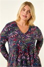Navy  Paisley Soft Stretch V-Neck Dress, Image 4 of 5