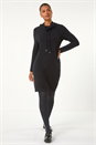 Black Ribbed Cowl Neck Jumper Dress, Image 2 of 5