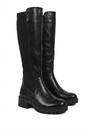 Black iKrush Black Aurelia Zip Up Knee High Boots, Image 1 of 8
