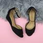 Black AJVANI Black Mid Wedge Heel Ankle Strap Sandals, Image 4 of 6
