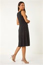 Black Floral Glitter Print Midi Stretch Dress, Image 1 of 5