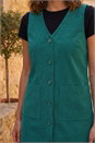 Dark Green Petite Cord Pinafore Dress, Image 4 of 4