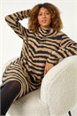 Tan Zebra Print Jacquard Knit Dress, Image 1 of 7