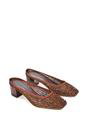 Brown XY LONDON Brown 'Brooklyn' Square Toe Court Shoe Mule Block Heels With Crystal Mesh, Image 5 of 6
