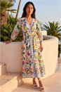 Green Petite Floral Tie Waist Dress , Image 1 of 4