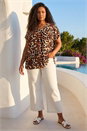 Natural  Curve Animal Print Woven Top, Image 2 of 4