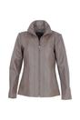 Taupe Casual Leather Jacket with Classic Collar, Image 2 of 5