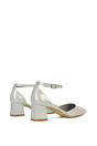 Grey XY LONDON Grey 'Evie' Low Block Heel Court Shoes With Pointed Toe, Image 5 of 6