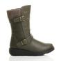 Khaki Low Wedge Heel Comfort Calf Biker Boots, Image 2 of 6