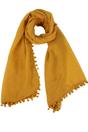 Mustard Lightweight Pom Pom Scarf, Image 4 of 4