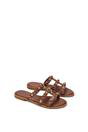 Brown Slip On Sandals With Peal Studded Straps, Image 5 of 6