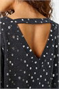 Silver Sequin Detail Blouson Stretch Top , Image 5 of 5