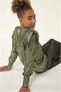 Green Metallic Crew Neck Knit Jumper, Image 3 of 7
