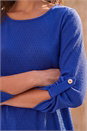 Royal Blue Textured Stretch Tunic Top, Image 4 of 4