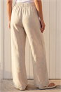 Natural  Linen Blend Wide Leg Trousers, Image 3 of 4