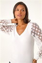 Ivory  Polka Dot V-Neck Sleeve Knit Jumper, Image 4 of 5