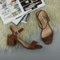 Tan AJVANI Tan Mid Block Heel Strappy Sandals, Image 4 of 6
