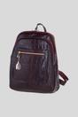 Wine Real Leather Backpack with Multiple Pockets and Gold-Tone Hardware, Image 2 of 4