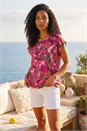 Pink Leaf Print Shell Top, Image 1 of 4