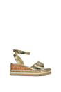 Gold XY LONDON Gold Platform Chunky Wedge Flatform Sandals With Ankle Strap, Image 1 of 6