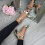 Gold AJVANI Gold Mid Block Heel Ankle Strap Sandals, Image 5 of 6