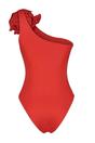Red One Shoulder Applique Detail Asymmetric Swimsuit, Image 4 of 6