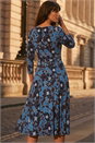 Chocolate Floral Puff Print Cross Dress, Image 3 of 4