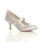 Silver AJVANI Silver Mid Heel Mary Jane Court Shoes, Image 1 of 6