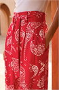 Red Paisley Print Wide Leg Cropped Trousers, Image 4 of 4
