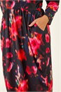 Red Curve Floral Print Mesh Midi Dress, Image 6 of 8
