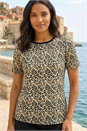 Natural Textured Animal Print Stretch Tee, Image 1 of 4