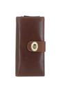 Brown Real Leather Long Purse with Turnlock, Zip Pocket & Card Slots, Image 1 of 3