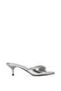 Silver XY LONDON Silver 'Jane' Square Toe Kitten Heel Slip On Heeled Sandal Mules, Image 1 of 6
