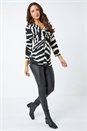 Black Animal Print Twist Front Top, Image 4 of 5