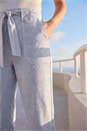 Navy  Classic Texture Stripe Crop Trouser, Image 4 of 4