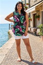 Green Curve Leaf Puff Print Stretch Shirt , Image 1 of 4