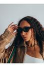 Black SVNX Black Angular Cat-Eye Sunglasses in Black, Image 5 of 7
