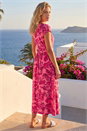 Pink Floral Print Pocket Midi Dress, Image 3 of 4