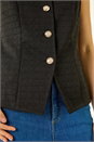 Black Boucle Stretch Waistcoat, Image 5 of 5