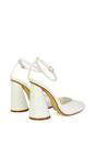 White XY LONDON White 'Ekin' Ankle Strap Statement Cylinder Block Heel, Image 3 of 5