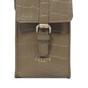 Khaki Assots London Khaki 'PETRA' Croc Real Leather Mobile Phone Crossbody Bag, Image 2 of 6