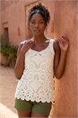 Natural Cotton Crochet Knit Vest Top, Image 1 of 4