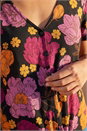 Black Floral Print Tie Front Shirt , Image 4 of 4