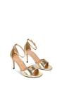 Gold Stiletto Heel Open Toe Sandals With Ankle Strap, Image 5 of 6