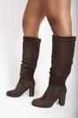 Chocolate iKrush Chocolate Lunara Suede Knee High Block Heel Boots, Image 5 of 8
