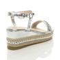 Silver Mid Wedge Studded Flatform Sandals Espadrilles, Image 4 of 6