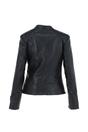 Black Veg Tanned Biker Jacket With Double Button Mandarin Collar, Image 4 of 4