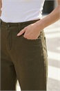 Khaki Petite Cotton Frayed Hem Trouser , Image 4 of 4