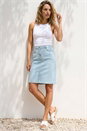 Light Blue Cotton Denim Stretch A line Skirt, Image 1 of 4